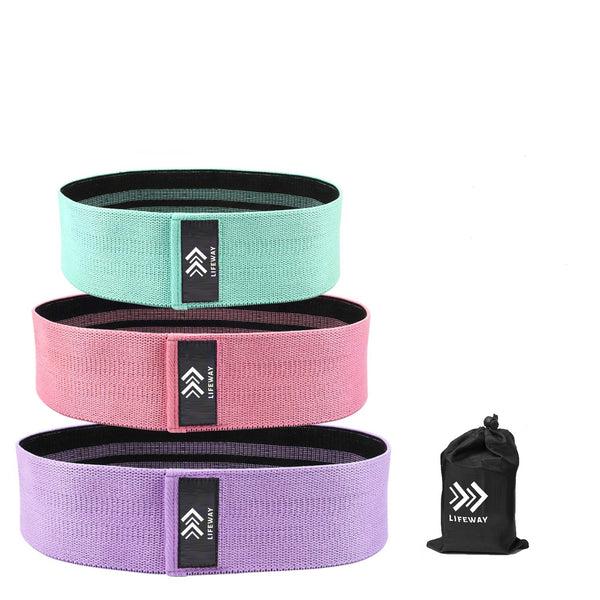 LIFEWAY Resistance Bands for Legs and Butt - Booty Bands Set - 3 Packs with Carrying Bag