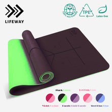 LIFEWAY Yoga Mat - 6mm Thick High Density Non-Slip Double-Sided TPE Yoga Mat with Carrying Strap - Size: 183mm x 61mm