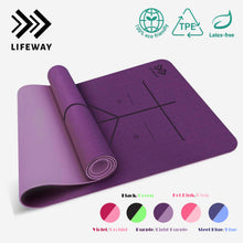 LIFEWAY Yoga Mat - 6mm Thick High Density Non-Slip Double-Sided TPE Yoga Mat with Carrying Strap - Size: 183mm x 61mm