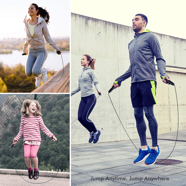LIFEWAY Jump Rope - Rapid Speed Skipping Rope with Ball Bearing - Adjustable Jump Rope Cable with 6” Memory Foam Handles