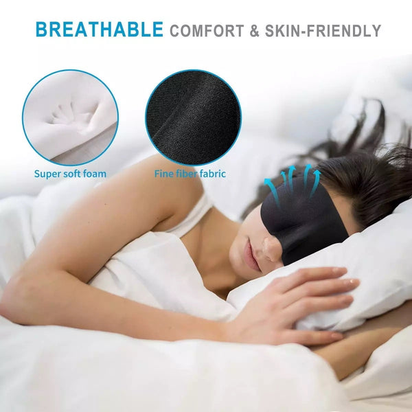 LIFEWAY Sleep Mask for Men & Women - 3D Eye Mask with Ear Plugs and Travel Pouch